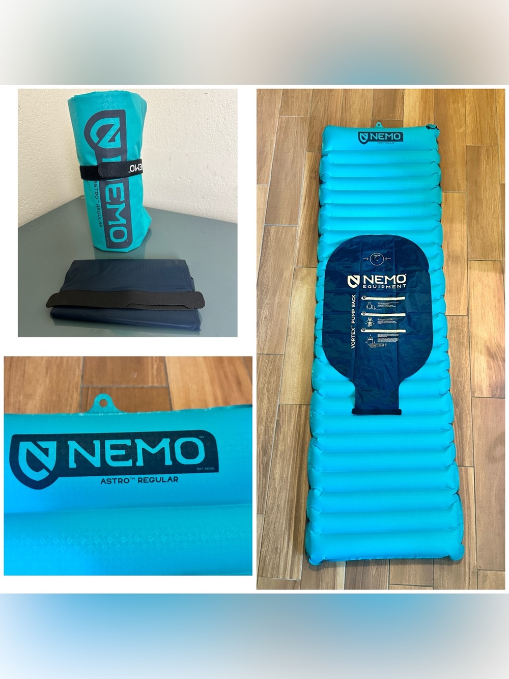 Nemo Astro Non-Ins Lightweight Backpacking Sleeping Pad - Reg 72"x20" w Pump Bag
